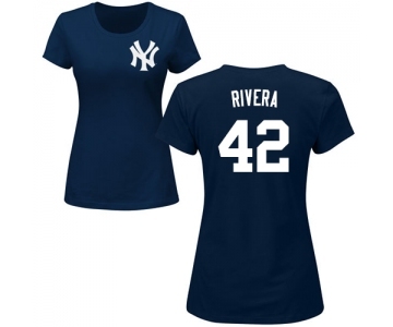 MLB Women's Nike New York Yankees #42 Mariano Rivera Navy Blue Name & Number T-Shirt