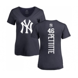 MLB Women's Nike New York Yankees #46 Andy Pettitte Navy Blue Backer T-Shirt