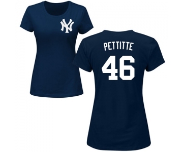 MLB Women's Nike New York Yankees #46 Andy Pettitte Navy Blue Name & Number T-Shirt