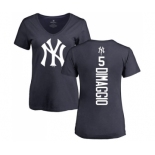 MLB Women's Nike New York Yankees #5 Joe DiMaggio Navy Blue Backer T-Shirt