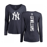 MLB Women's Nike New York Yankees #51 Bernie Williams Navy Blue Backer Long Sleeve T-Shirt