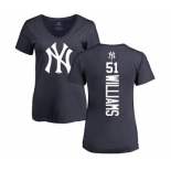 MLB Women's Nike New York Yankees #51 Bernie Williams Navy Blue Backer T-Shirt