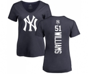 MLB Women's Nike New York Yankees #51 Bernie Williams Navy Blue Backer T-Shirt