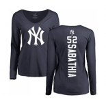 MLB Women's Nike New York Yankees #52 C.C. Sabathia Navy Blue Backer Long Sleeve T-Shirt