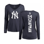 MLB Women's Nike New York Yankees #54 Aroldis Chapman Navy Blue Backer Long Sleeve T-Shirt