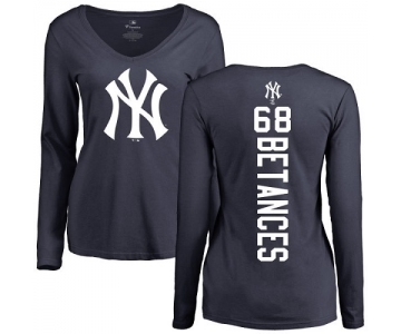 MLB Women's Nike New York Yankees #68 Dellin Betances Navy Blue Backer Long Sleeve T-Shirt