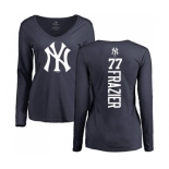 MLB Women's Nike New York Yankees #77 Clint Frazier Navy Blue Backer Long Sleeve T-Shirt