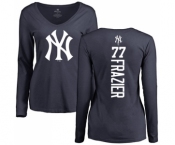 MLB Women's Nike New York Yankees #77 Clint Frazier Navy Blue Backer Long Sleeve T-Shirt