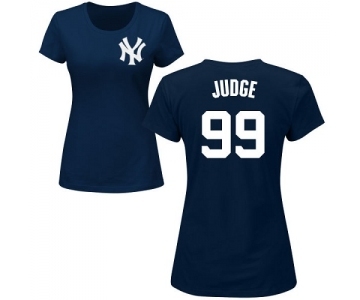 MLB Women's Nike New York Yankees #99 Aaron Judge Navy Blue Name & Number T-Shirt