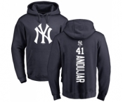 Baseball New York Yankees #41 Miguel Andujar Navy Blue Backer Pullover Hoodie