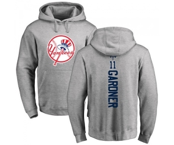 MLB Nike New York Yankees #11 Brett Gardner Ash Backer Pullover Hoodie