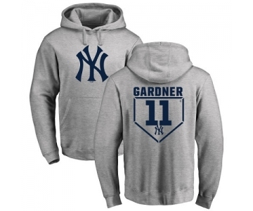 MLB Nike New York Yankees #11 Brett Gardner Gray RBI Pullover Hoodie