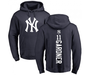 MLB Nike New York Yankees #11 Brett Gardner Navy Blue Backer Pullover Hoodie