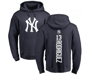 MLB Nike New York Yankees #13 Alex Rodriguez Navy Blue Backer Pullover Hoodie