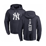 MLB Nike New York Yankees #2 Derek Jeter Navy Blue Backer Pullover Hoodie