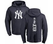 MLB Nike New York Yankees #2 Derek Jeter Navy Blue Backer Pullover Hoodie