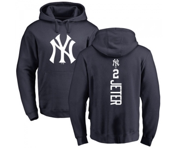 MLB Nike New York Yankees #2 Derek Jeter Navy Blue Backer Pullover Hoodie