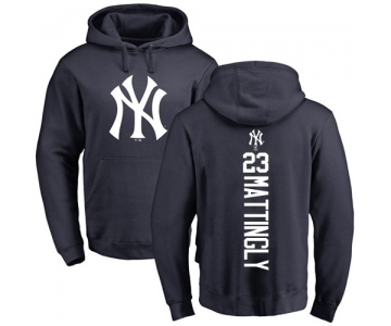 MLB Nike New York Yankees #23 Don Mattingly Navy Blue Backer Pullover Hoodie