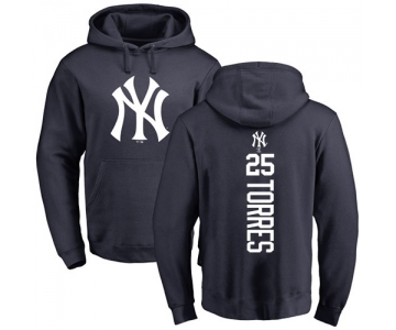 MLB Nike New York Yankees #25 Gleyber Torres Navy Blue Backer Pullover Hoodie