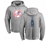 MLB Nike New York Yankees #31 Aaron Hicks Ash Backer Pullover Hoodie