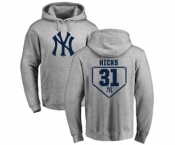 MLB Nike New York Yankees #31 Aaron Hicks Gray RBI Pullover Hoodie