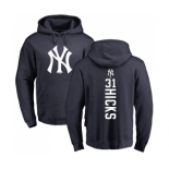 MLB Nike New York Yankees #31 Aaron Hicks Navy Blue Backer Pullover Hoodie