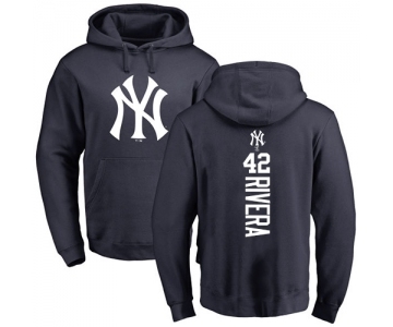 MLB Nike New York Yankees #42 Mariano Rivera Navy Blue Backer Pullover Hoodie