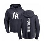 MLB Nike New York Yankees #46 Andy Pettitte Navy Blue Backer Pullover Hoodie