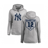 Baseball Women's New York Yankees #12 Troy Tulowitzki Gray RBI Pullover Hoodie