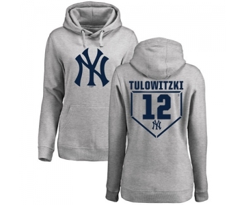 Baseball Women's New York Yankees #12 Troy Tulowitzki Gray RBI Pullover Hoodie