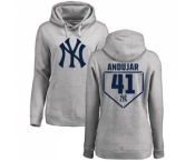 Baseball Women's New York Yankees #41 Miguel Andujar Gray RBI Pullover Hoodie