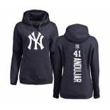 Baseball Women's New York Yankees #41 Miguel Andujar Navy Blue Backer Pullover Hoodie