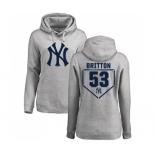 Baseball Women's New York Yankees #53 Zach Britton Gray RBI Pullover Hoodie