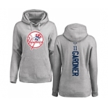 MLB Women's Nike New York Yankees #11 Brett Gardner Ash Backer Pullover Hoodie