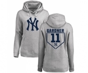 MLB Women's Nike New York Yankees #11 Brett Gardner Gray RBI Pullover Hoodie