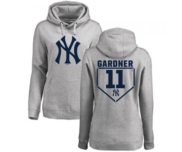 MLB Women's Nike New York Yankees #11 Brett Gardner Gray RBI Pullover Hoodie