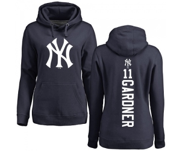 MLB Women's Nike New York Yankees #11 Brett Gardner Navy Blue Backer Pullover Hoodie