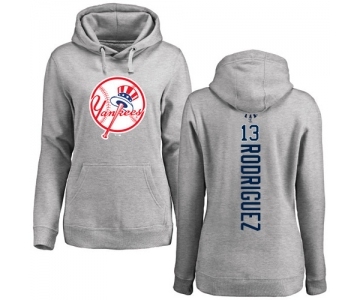 MLB Women's Nike New York Yankees #13 Alex Rodriguez Ash Backer Pullover Hoodie