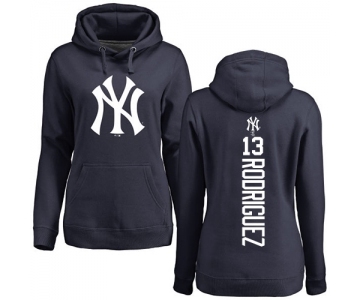 MLB Women's Nike New York Yankees #13 Alex Rodriguez Navy Blue Backer Pullover Hoodie