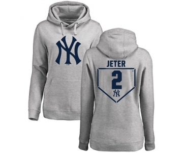 MLB Women's Nike New York Yankees #2 Derek Jeter Gray RBI Pullover Hoodie