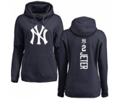 MLB Women's Nike New York Yankees #2 Derek Jeter Navy Blue Backer Pullover Hoodie