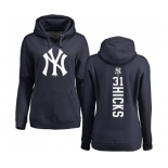 MLB Women's Nike New York Yankees #31 Aaron Hicks Navy Blue Backer Pullover Hoodie