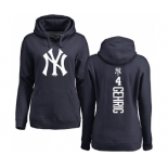 MLB Women's Nike New York Yankees #4 Lou Gehrig Navy Blue Backer Pullover Hoodie