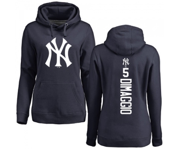 MLB Women's Nike New York Yankees #5 Joe DiMaggio Navy Blue Backer Pullover Hoodie