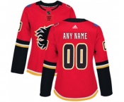 Women Calgary Flames Customized Authentic Red Home Hockey Jersey