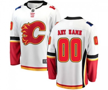 Youth Calgary Flames Customized Fanatics Branded White Away Breakaway Hockey Jersey