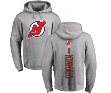 Hockey New Jersey Devils #1 Keith Kinkaid Ash Backer Pullover Hoodie