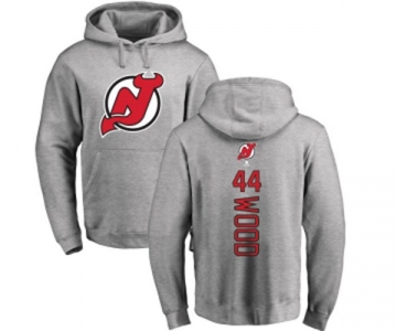 Hockey New Jersey Devils #44 Miles Wood Ash Backer Pullover Hoodie