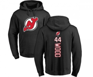 Hockey New Jersey Devils #44 Miles Wood Black Backer Pullover Hoodie