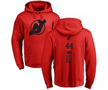 Hockey New Jersey Devils #44 Miles Wood Red One Color Backer Pullover Hoodie